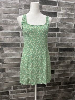 American Eagle Outfitters Mint Green Floral Mini Dress